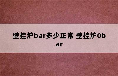 壁挂炉bar多少正常 壁挂炉0bar